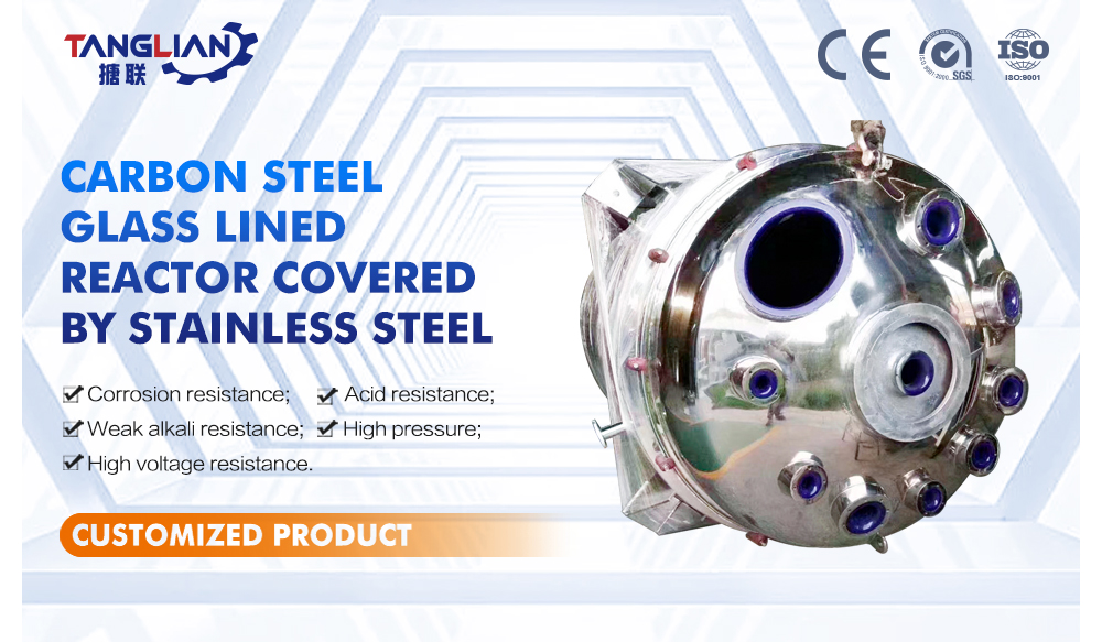carbon steel glass lined reactor covered by stainless steel