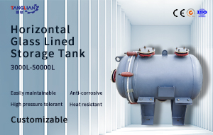 Horizontal glass lined steel tanks